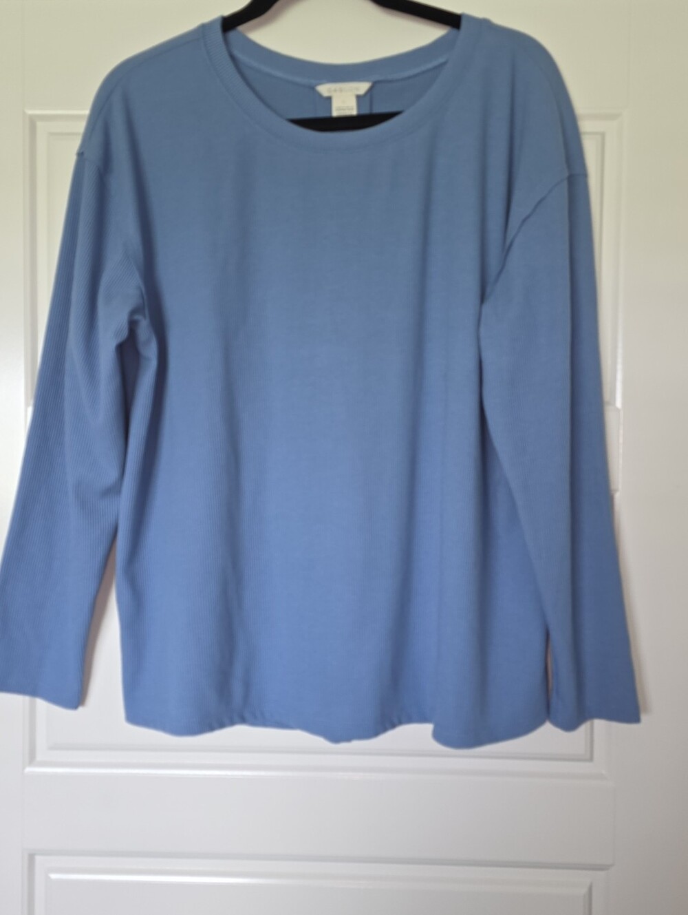 NWOT Caslon Sky Blue Ribbed Crewneck Top Size Large